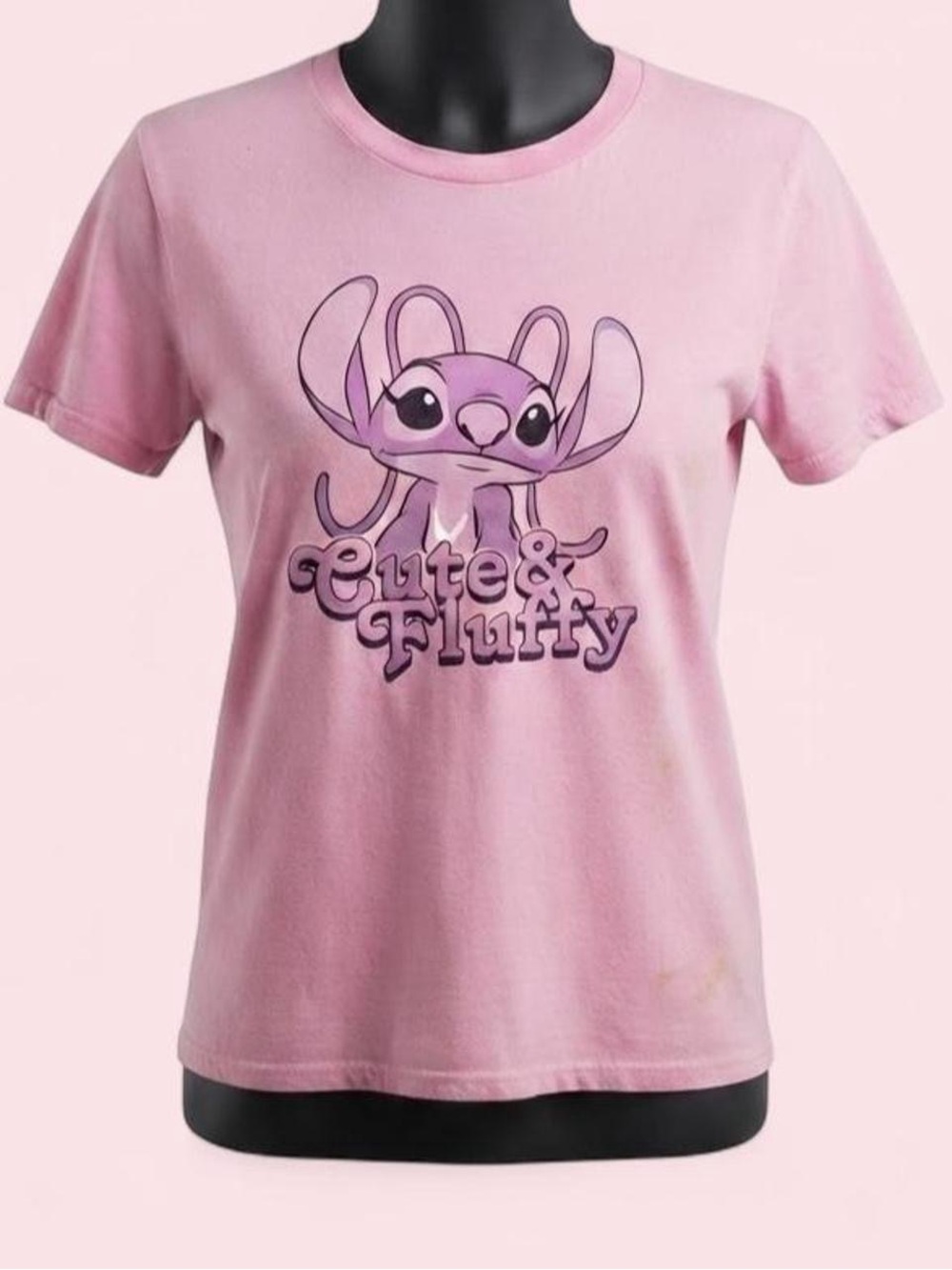 Disney Lilo & Stitch Angel Pink 'Cute & Fluffy' Kids T-Shirt (see measurements)